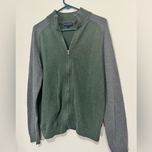BANANA Republic Zip Up Jacket Men’s Large Green and Gray - Picture 2 of 6